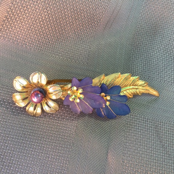 Hair Barette Decoration Fairy Lightweight Purple Flowers 4" - Picture 1 of 6